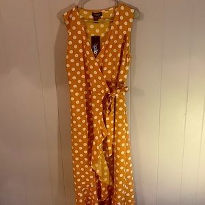 NWT Mustard Polka Dot Wrap Dress